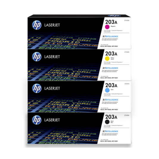 HP 203A Toner Cartridge (CF540A, CF541A, CF542A, CF543A) for HP Color LaserJet Pro M254 & MFP M280/M281 Series Printers