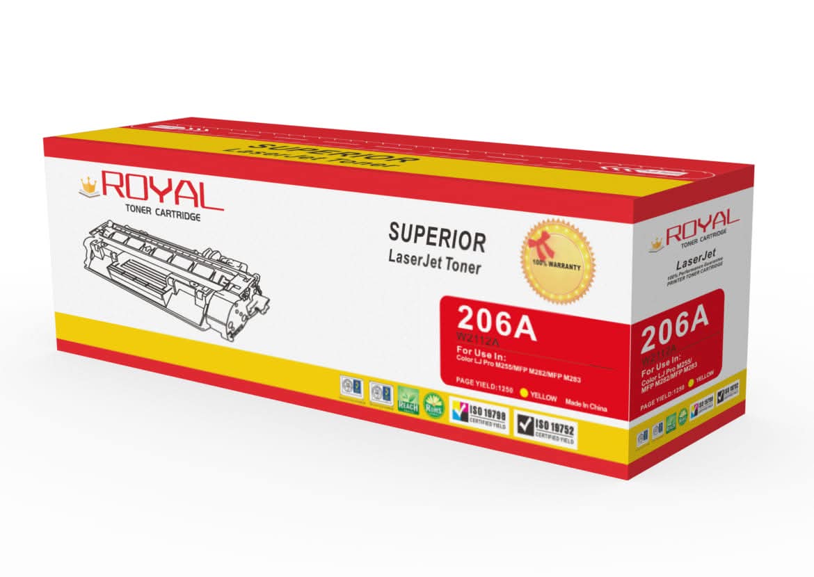 Compatible HP 206A Toner Cartridge (W2110A, W2111A, W2112A, W2113A) for HP Color LaserJet Pro M255 and M282/M283 Series Printers.
